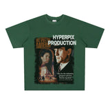 Film Star T Shirt Trendy Cotton Short Sleeve Loose round Neck American Retro T-shirt for Men