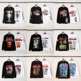 HS long-sleeve T-shirt graffiti portrait print loose version casual long sleeve