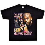 Basket Ball Star T Shirt Basketball Chris Pau Washed Distressed Printed Personalized T-Shirt Retro Short Sleeve