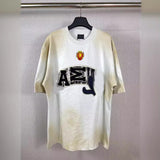 Men T-shirts Summer Paris Manchester United Washed Short Sleeve Crew Neck T-Shirt Casual
