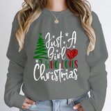 Just A Girl Who Loves Christmas Print Pullovers Women