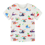 Boy T Shirt Children's Summer Clothing Knitted Cotton Children's Short-Sleeved T-shirt Cartoon round Neck Printing