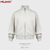 MIJKO Mens Jacket Cardigan Grey Cotton Jacket