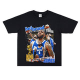 Basket Ball Star T Shirt Lebron James Washed Distressed Street American T-Shirt Loose