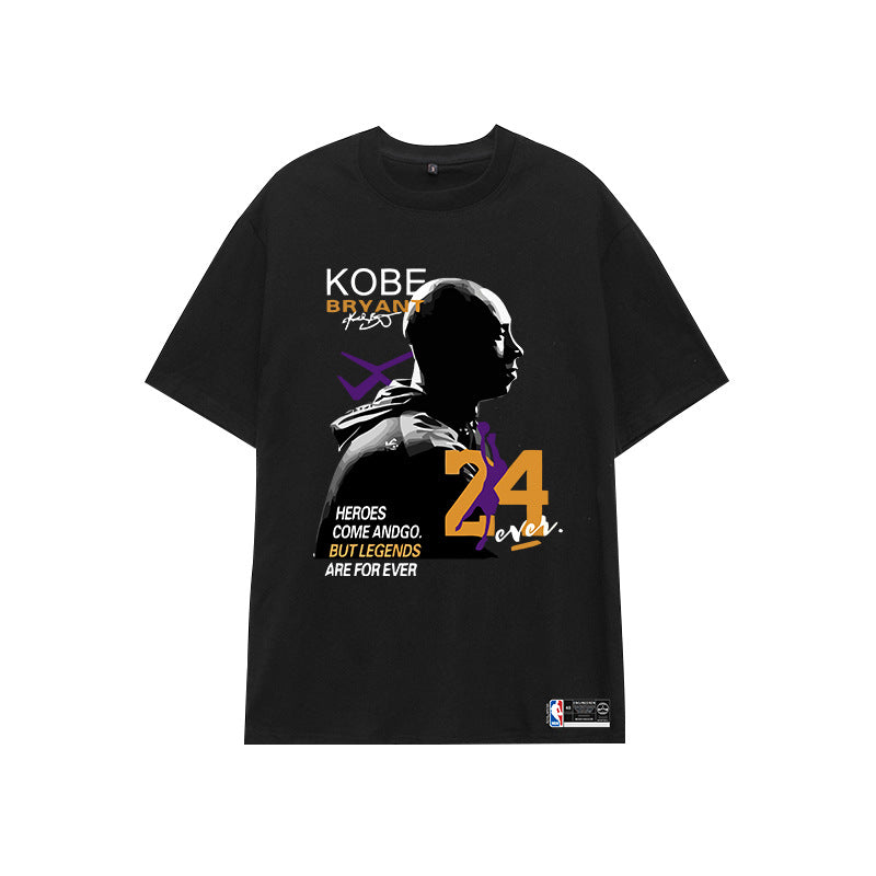 Basketball Sports T Shirt Commemorative Kobe No. 24 Signature Short-Sleeved T-Shirt Men'S Loose Casual Sweatshirt Student