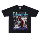 Basket Ball Star T Shirt Basketball Short Sleeve Anthony Edwards Washed Distressed T-shirt Loose