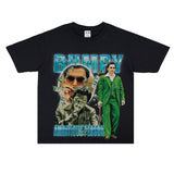 Film Star T Shirt Loose Heavy Retro Street Cotton Small Neckline T-shirt for Men and Women