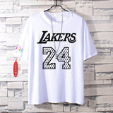 Basketball Sports T Shirt Lakers James No. 23 Kobe No. 24 Short Sleeve T-Shirt Male Letter Loose Student Pure Cotton