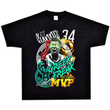 Basket Ball Star T Shirt Washed Distressed Printed T-Shirt Short Sleeve Loose Retro Cotton