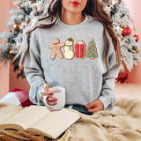 Christmas e & Snowman Print Sweatshirt Casual Long Sleeve