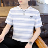 Mariner Shirt Summer Contrast Color Striped T-shirt Men's Short Sleeve Fashion Casual All-Matching Navy-Striped Shirt