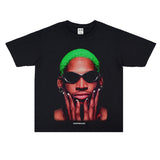 Film Star T Shirt Washed Old American Round Neck Loose T-Shirt Retro Short Sleeve