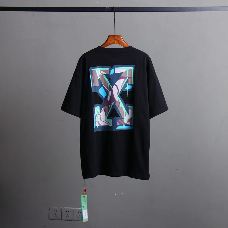 Off Whtie T Shirts Three-Dimensional Color Arrow Print Male And Female Trendy Brand Short Sleeve