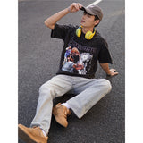 Basket Ball Star T Shirt Basketball Print Carmelo Anthony Washed Distressed T-shirt Loose