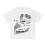 Vintage T-shirts Printed Short Sleeve T-Shirt Cotton White Loose T-Shirt
