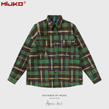 MIJKO Mens Jacket Loose Plaid Jacket Unisex