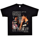 Basket Ball Star T Shirt Basketball Ja Morant Printed Washed Distressed T-Shirt Cotton Short Sleeve Loose