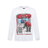 HS long-sleeve T-shirt graffiti portrait print loose version casual long sleeve