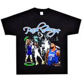 Basket Ball Star T Shirt Basketball Paul George Washed Distressed Printed T-Shirt Vintage Cotton Short Sleeve