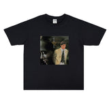 Film Star T Shirt Loose Street Cotton Small Neckline T-shirt for Men and Women