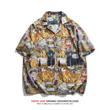 Men Shirts Summer Short Sleeve Printed Shirt Men's Loose