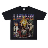 Film Star T Shirt Anime Retro Washed Distressed Flower Short Sleeve Loose T-shirt Men and Women
