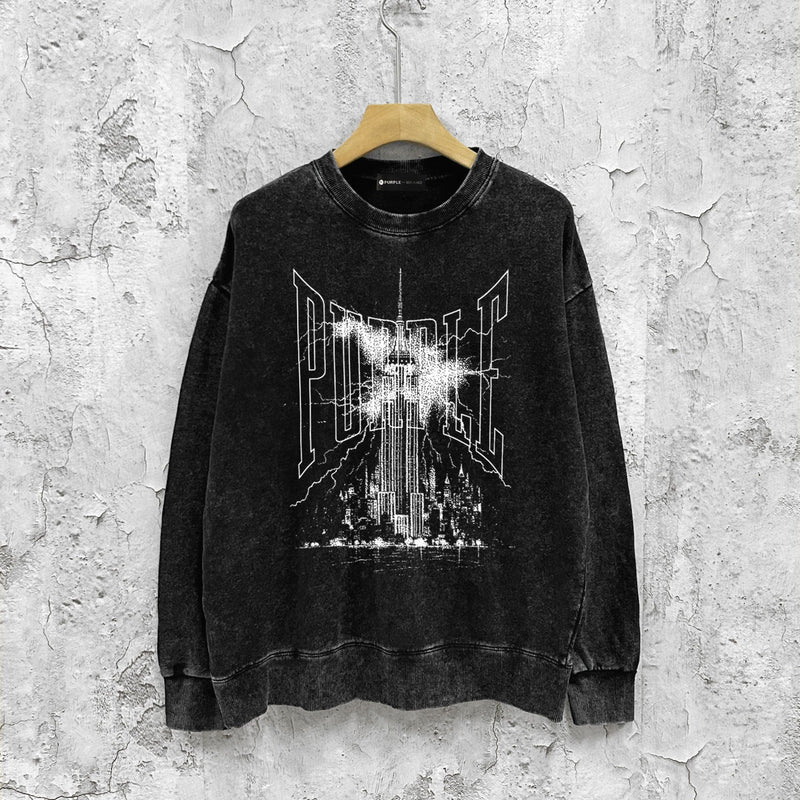 Purple Brand Distressed Sweatshirt Retro Vintage Crew Neck Sweater
