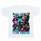 Basket Ball Star T Shirt Basketball Washed Distressed Dwyane Tyrone Wade Short Sleeve Printed T-shirt