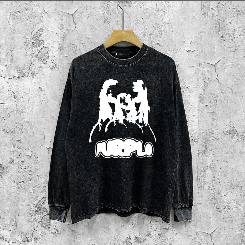 Purple Brand Distressed Long Sleeve Shirt Fashion Distressed Loose Long-sleeved Top