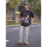 Basket Ball Star T Shirt Mikey Williams Washed Distressed T-shirt Short Sleeve Loose