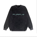 Purple Brand Distressed Long Sleeve Shirt Fashion Distressed Loose Long-sleeved Top