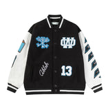 Off White Jacket Autumn OW Heavy Industries Cartoon Pattern Embroidered Woolen Jacket