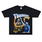 Film Star T Shirt Klaythompson Washed Distressed Printed American T-Shirt Retro Loose Short Sleeve