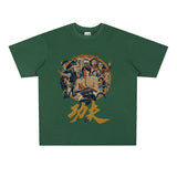 Film Star T Shirt Movie Zhou Xingchi Kung Fu Trendy Pure Cotton Short Sleeve Loose round Neck Heavy T-shirt Men and Women