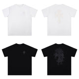 CHH Chrome Heart T Shirts Croix Cross Color Embroidery Printed Short Sleeve T-Shirt Loose