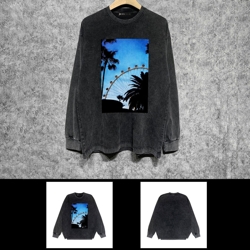 Purple Brand Distressed Long Sleeve Shirt Fashion Distressed Loose Long-sleeved Top