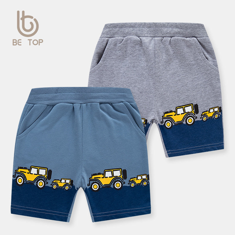 Boy Shorts Children's Shorts Baby Cartoon Car Summer Casual Fifth Pants Boys