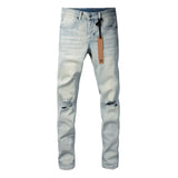 KSUBI Jeans Slim Fit Casual Stretch Ripped Jeans