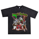 Film Star T Shirt Washed Old American Round Neck Loose T-Shirt Retro Short Sleeve