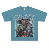 Film Star T Shirt Short Sleeve Loose Retro American Street Printed T-shirt for Men and Women