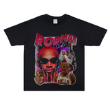 Film Star T Shirt Washed Old American Round Neck Loose T-Shirt Retro Short Sleeve