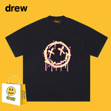 Drew T Shirts Flame Smiley Face Short Sleeve Print