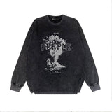 Purple Brand Distressed Long Sleeve Shirt Fashion Distressed Loose Long-sleeved Top