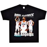 Basket Ball Star T Shirt Basketball Paul George Washed Distressed Printed T-Shirt Vintage Cotton Short Sleeve