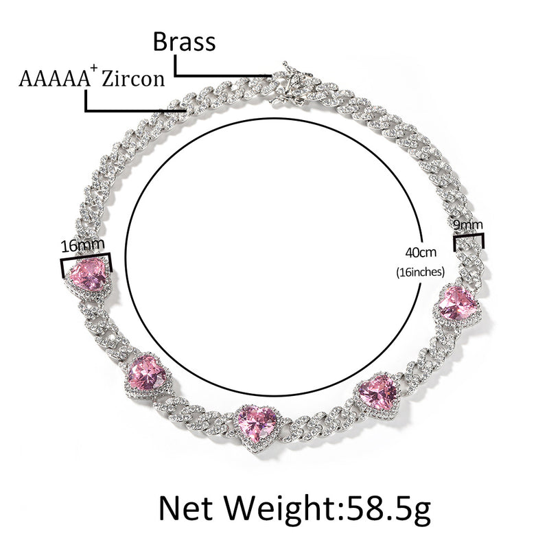 Chains Necklace Hip Hop 9MM Zircon Cuban Chain St. Valentine's Spectrum