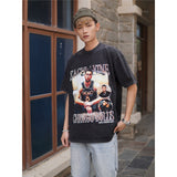 Basket Ball Star T Shirt Basketball Zach LaVine Washed Distressed Printed Cotton T-shirt Short Sleeve