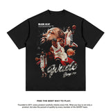 Nba T-shirt Summer Printed Short-Sleeved T-shirt Heavy Cotton Washed Distressed Top for Men