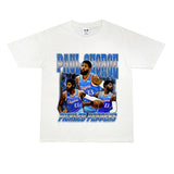 Basket Ball Star T Shirt Basketball Paul George Washed Distressed Printed T-Shirt Vintage Cotton Short Sleeve