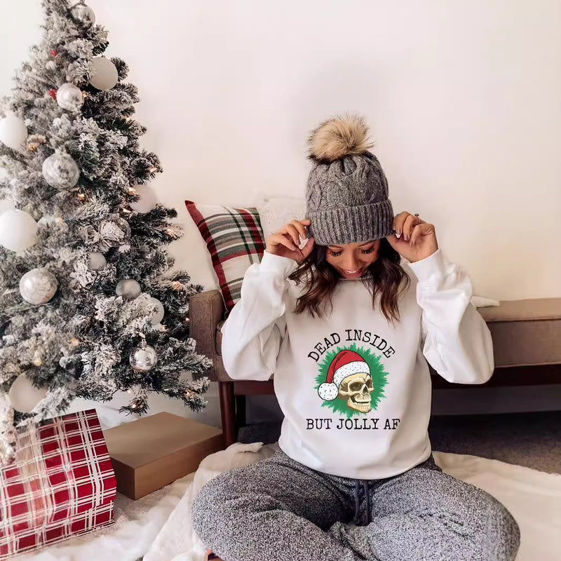 Colored Dead Inside But Jolly Af Christmas Saweatshirt
