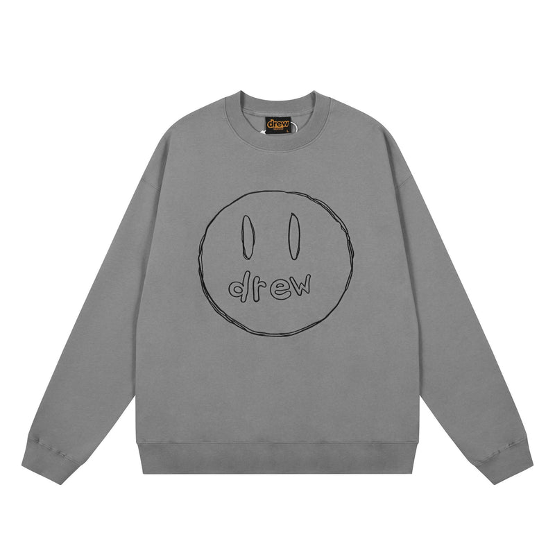 Drew House Sweatshirts Unisex Sketch Smiley Face Crew Neck Sweater